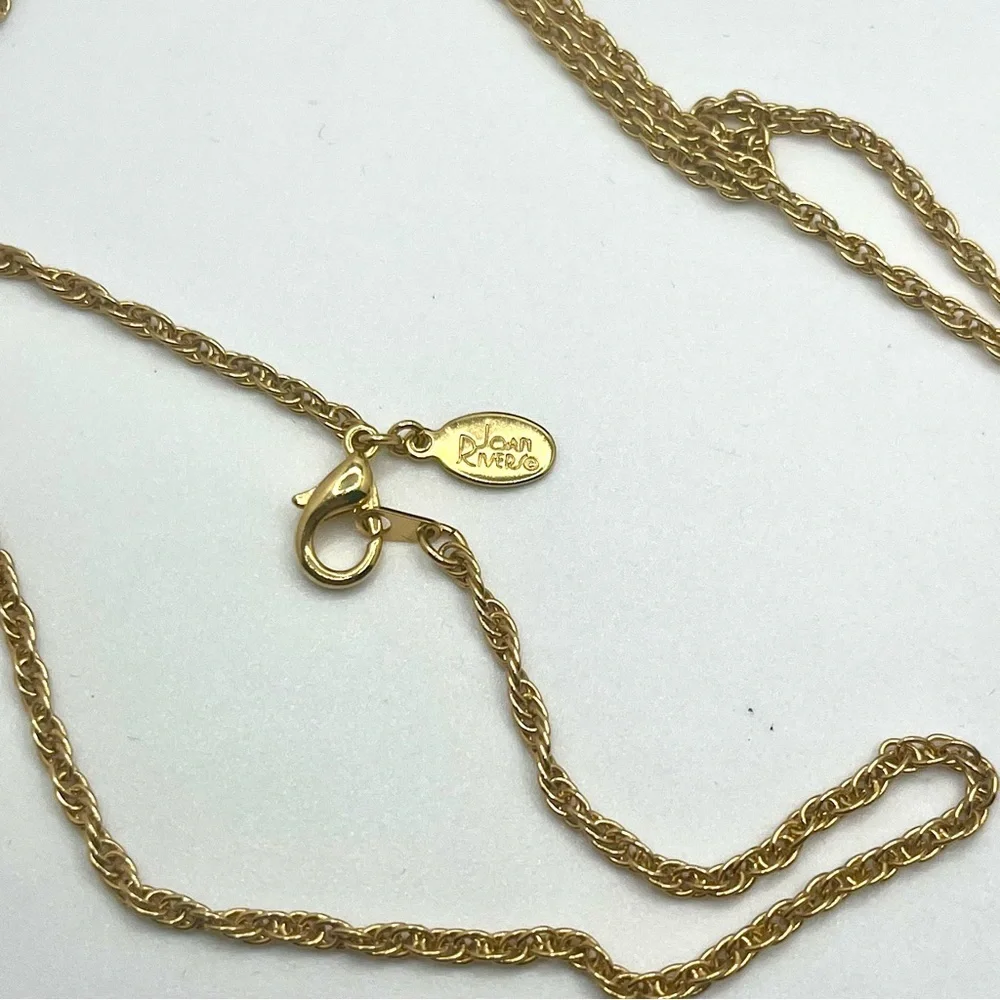 Joan Rivers Egg Pendant Necklace Gold Tone Enamel Crystal Vintage with Box